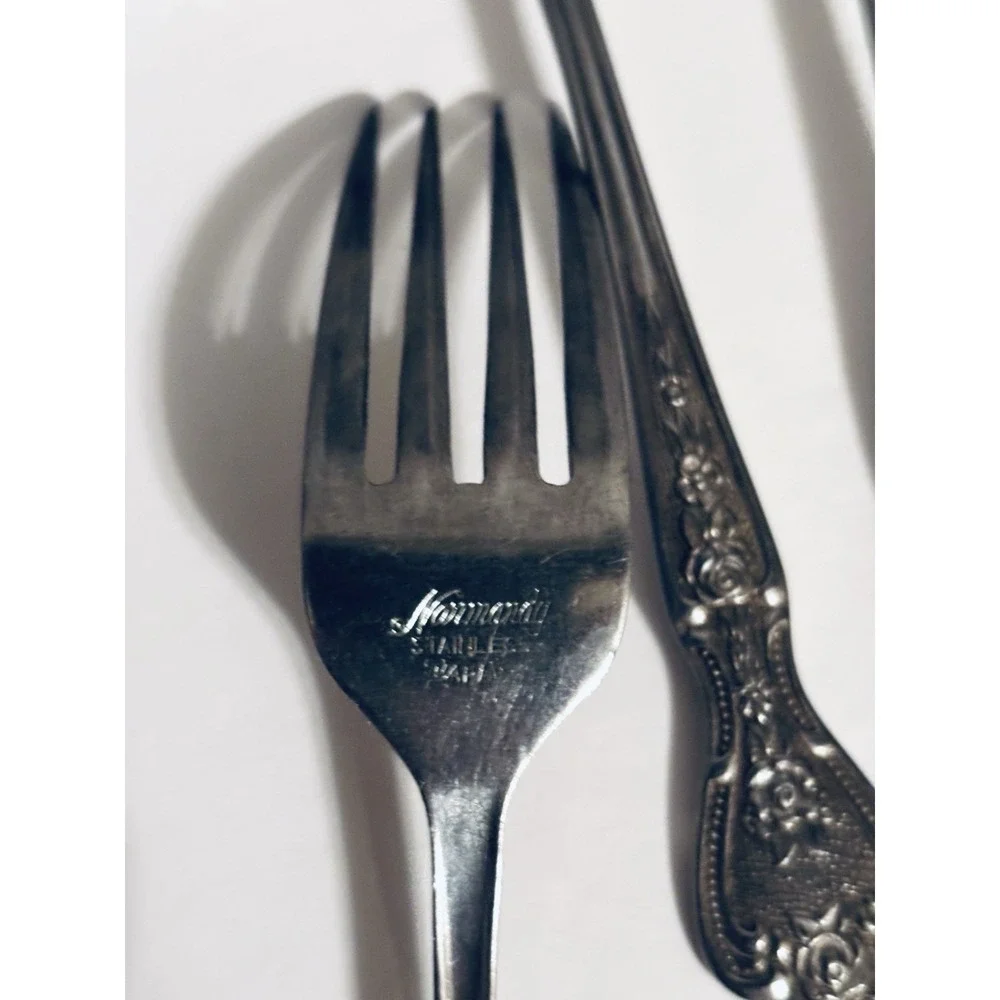 10 Piece Set Normandy Stainless Japan Floral Flatware 10‎ Piece Lot